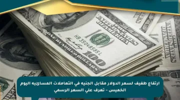 ارتفاع طفيف لسعر الدولار مقابل الجنيه في التعاملات المسائية اليوم الخميس – تعرف على السعر الرسمي